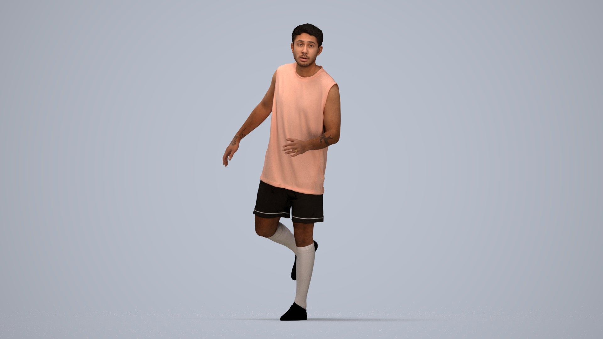 realistic 3D people man sport, render-ready for V-Ray and Corona, FBX OBJ, top-down view render
