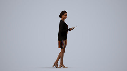 realistic 3D people woman business standing, render-ready for V-Ray and Corona, FBX OBJ, side view render