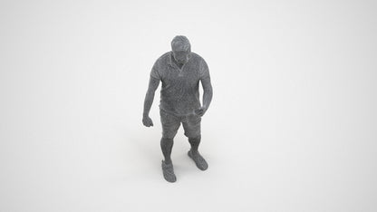 realistic 3D man casual standing, scanned archviz people for Blender and 3ds Max, wireframe three-quarter view