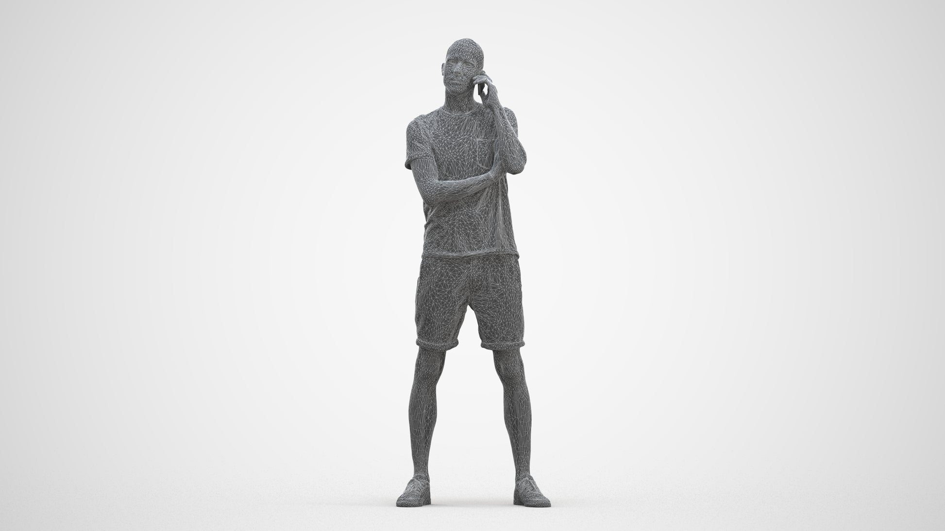 realistic 3D people man casual standing, render-ready for V-Ray and Corona, FBX OBJ, three-quarter front view render