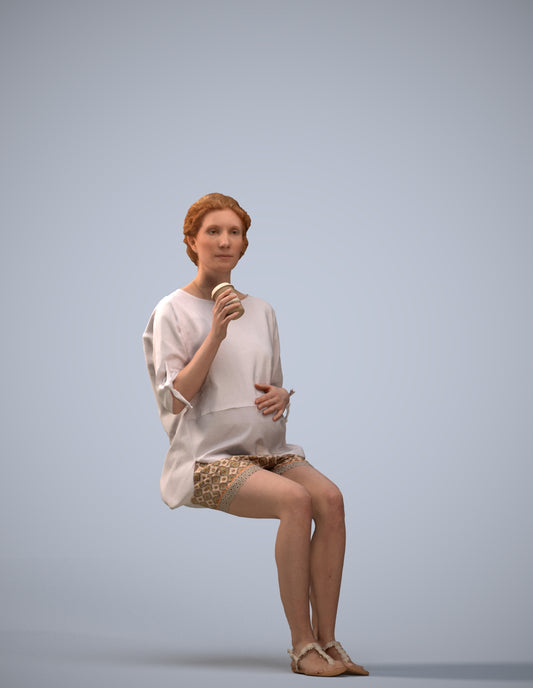 realistic 3D people woman casual sitting, render-ready for V-Ray and Corona, FBX OBJ