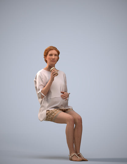 realistic 3D people woman casual sitting, render-ready for V-Ray and Corona, FBX OBJ