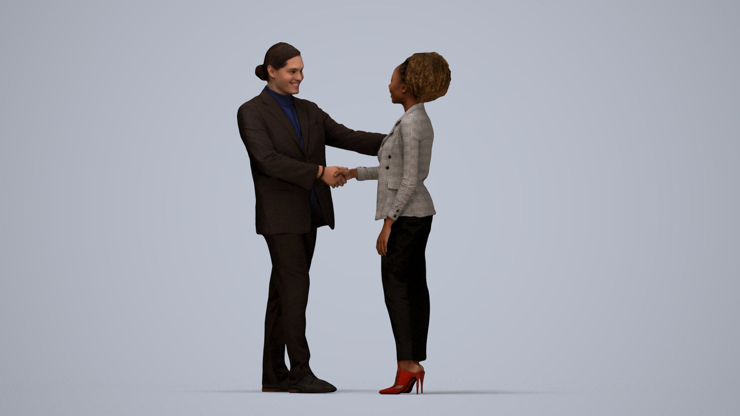 scanned 3D woman business, photogrammetry people for Enscape and V-Ray, top-down view render