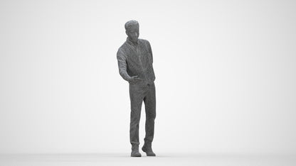 3D scanned man hospitality, photorealistic archviz people for Enscape and SketchUp, wireframe back view
