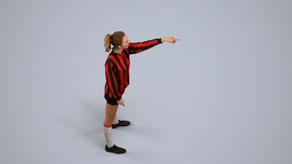 3D human model woman sport, photogrammetry scanned person for archviz, back view render