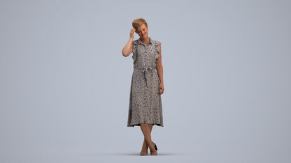 realistic 3D woman casual standing, scanned archviz people for Blender and 3ds Max, standing pose render
