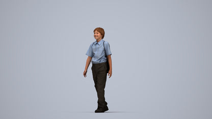 3D people model boy kids, scanned human for 3ds Max rendering, top-down view render