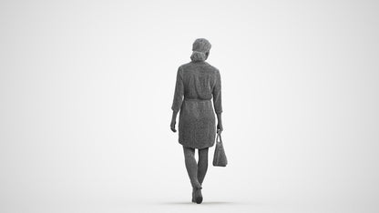 realistic 3D people woman casual standing, render-ready for V-Ray and Corona, FBX OBJ, wireframe front view