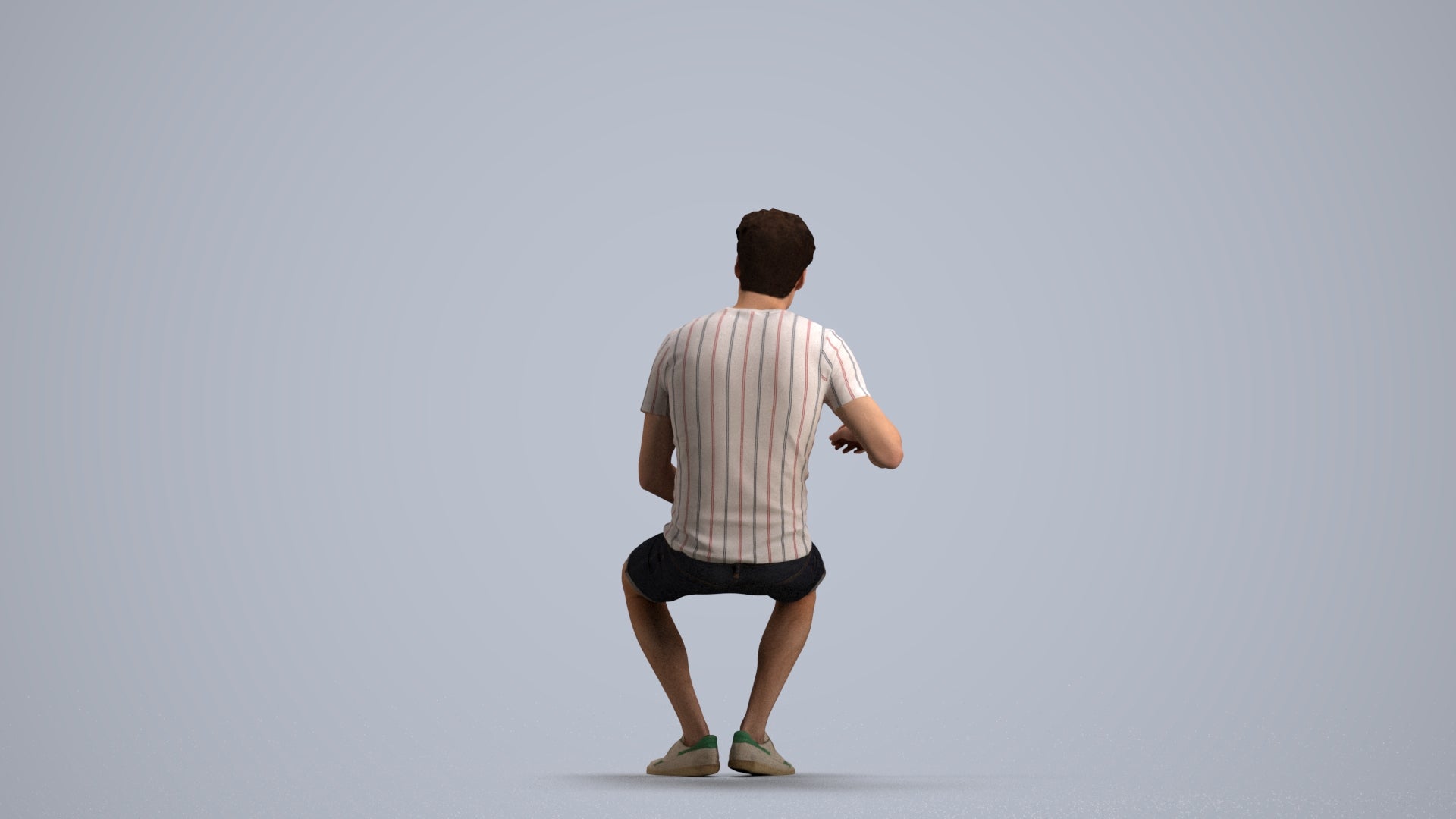 photogrammetry 3D man casual sitting, realistic human model archviz FBX, front view render