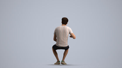 photogrammetry 3D man casual sitting, realistic human model archviz FBX, front view render
