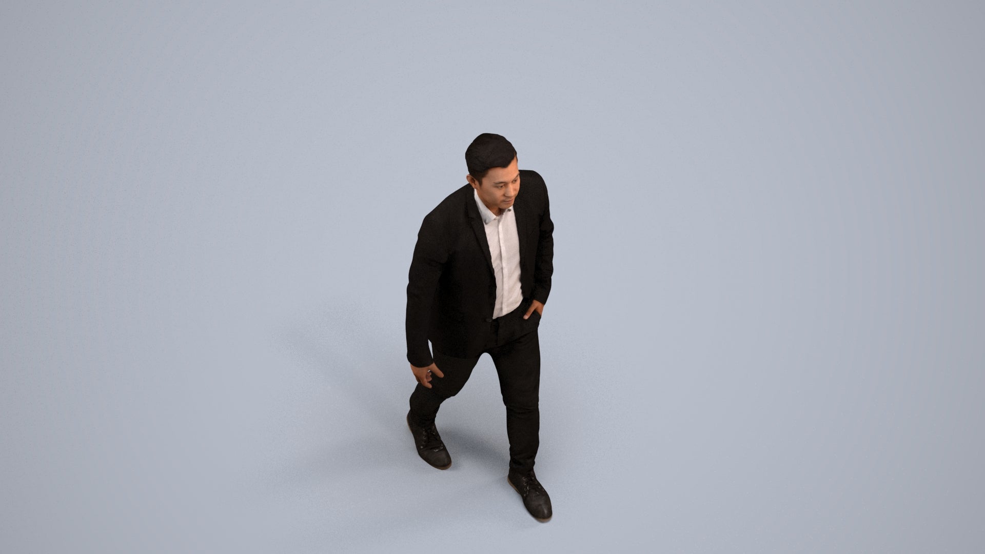 photogrammetry 3D man business, realistic human model archviz FBX, back view render