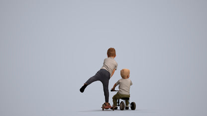 photogrammetry 3D boy casual kids, realistic human model archviz FBX, front view render