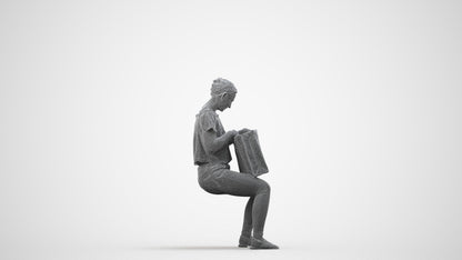 realistic 3D people woman business shopping, render-ready for V-Ray and Corona, FBX OBJ, wireframe side view