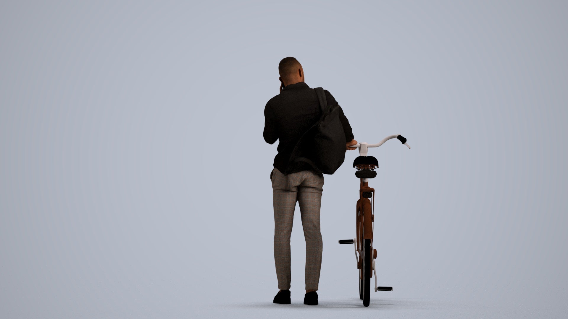 realistic 3D people man business cycling, render-ready for V-Ray and Corona, FBX OBJ, front view render