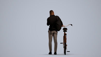 realistic 3D people man business cycling, render-ready for V-Ray and Corona, FBX OBJ, front view render