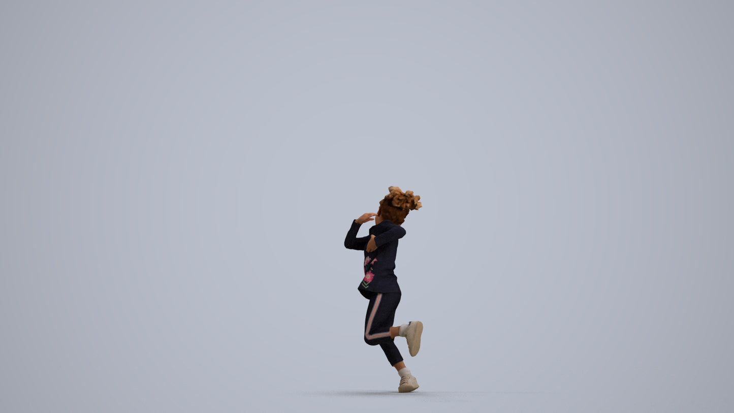 3D scanned girl kids casual, photorealistic archviz people for Enscape and SketchUp, front view render