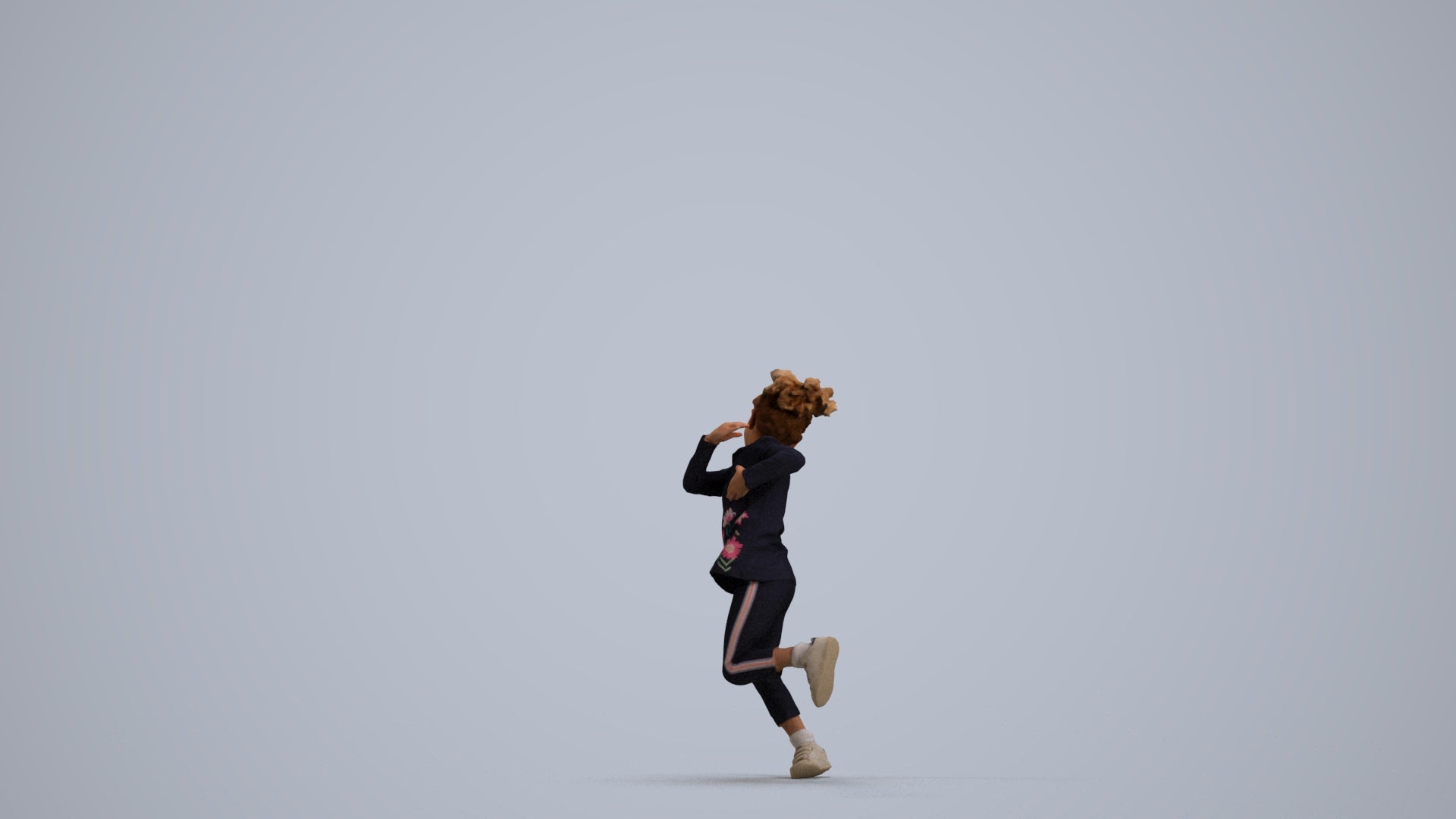 3D scanned girl kids casual, photorealistic archviz people for Enscape and SketchUp, front view render