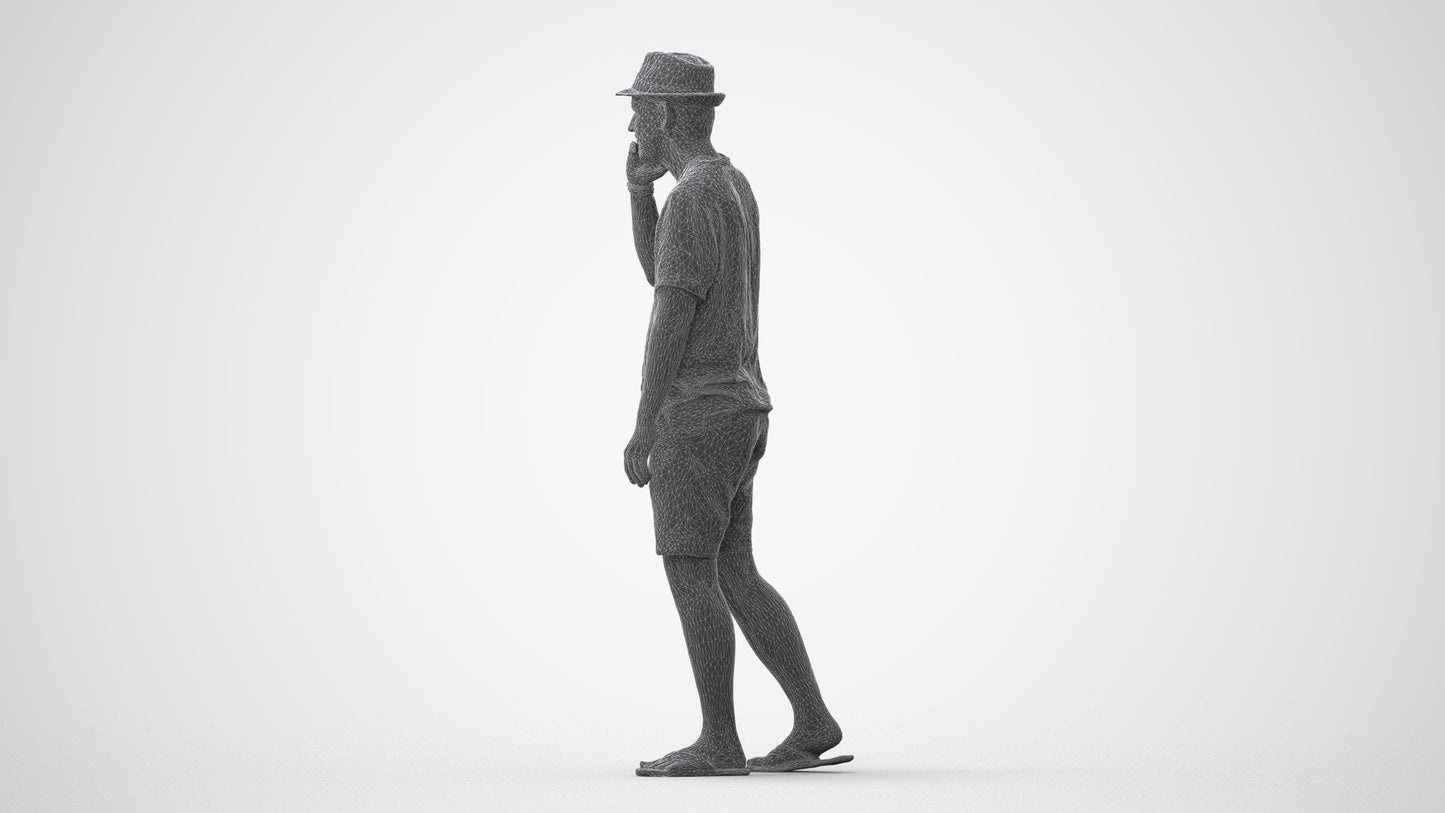 3D human model man walking, photogrammetry scanned person for archviz, square thumbnail