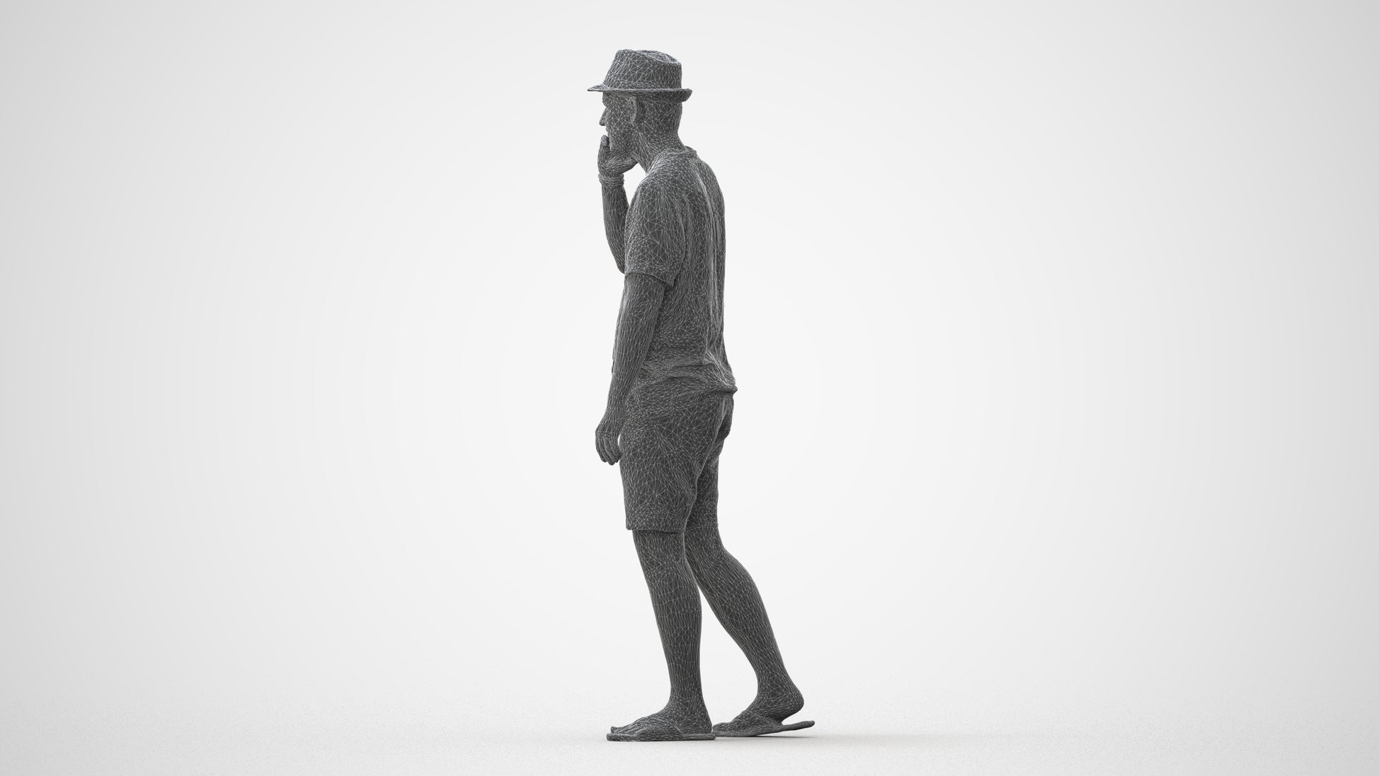 3D human model man walking, photogrammetry scanned person for archviz, square thumbnail