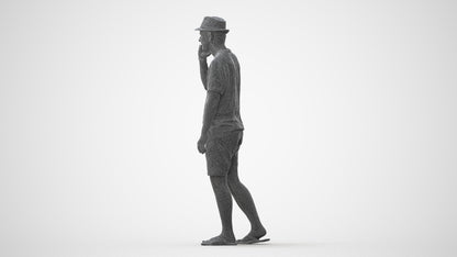 3D human model man walking, photogrammetry scanned person for archviz, square thumbnail