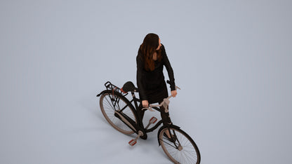3D people model woman business cycling, scanned human for 3ds Max rendering, back view render