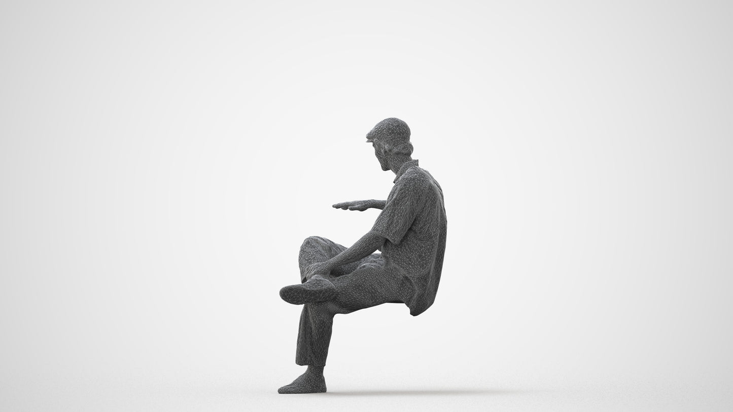 realistic 3D people man casual sitting, render-ready for V-Ray and Corona, FBX OBJ, square thumbnail