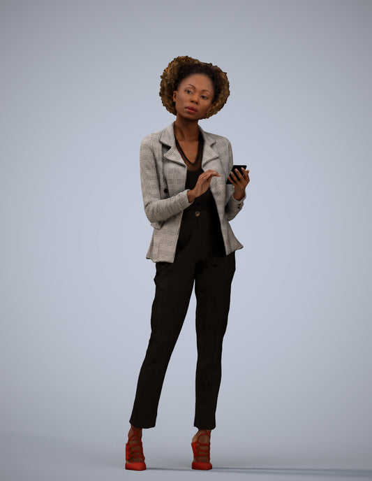 3D people model woman business standing, scanned human for 3ds Max rendering