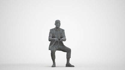 3D human model man business, photogrammetry scanned person for archviz, three-quarter front view render