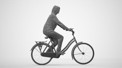 3D people model woman casual cycling, scanned human for 3ds Max rendering, wireframe side view