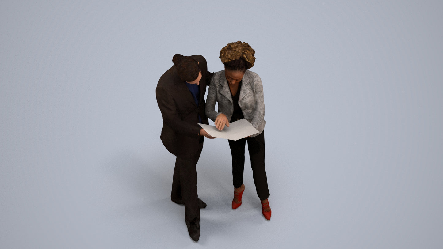 3D people model woman business, scanned human for 3ds Max rendering, back view render