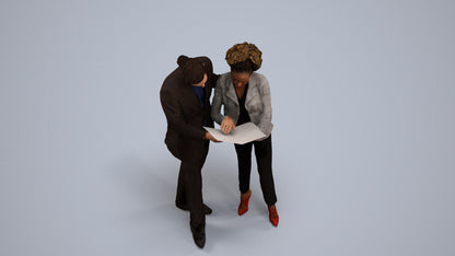3D people model woman business, scanned human for 3ds Max rendering, back view render
