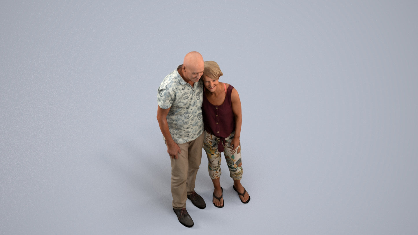 scanned 3D senior woman standing, photogrammetry people for Enscape and V-Ray, back view render