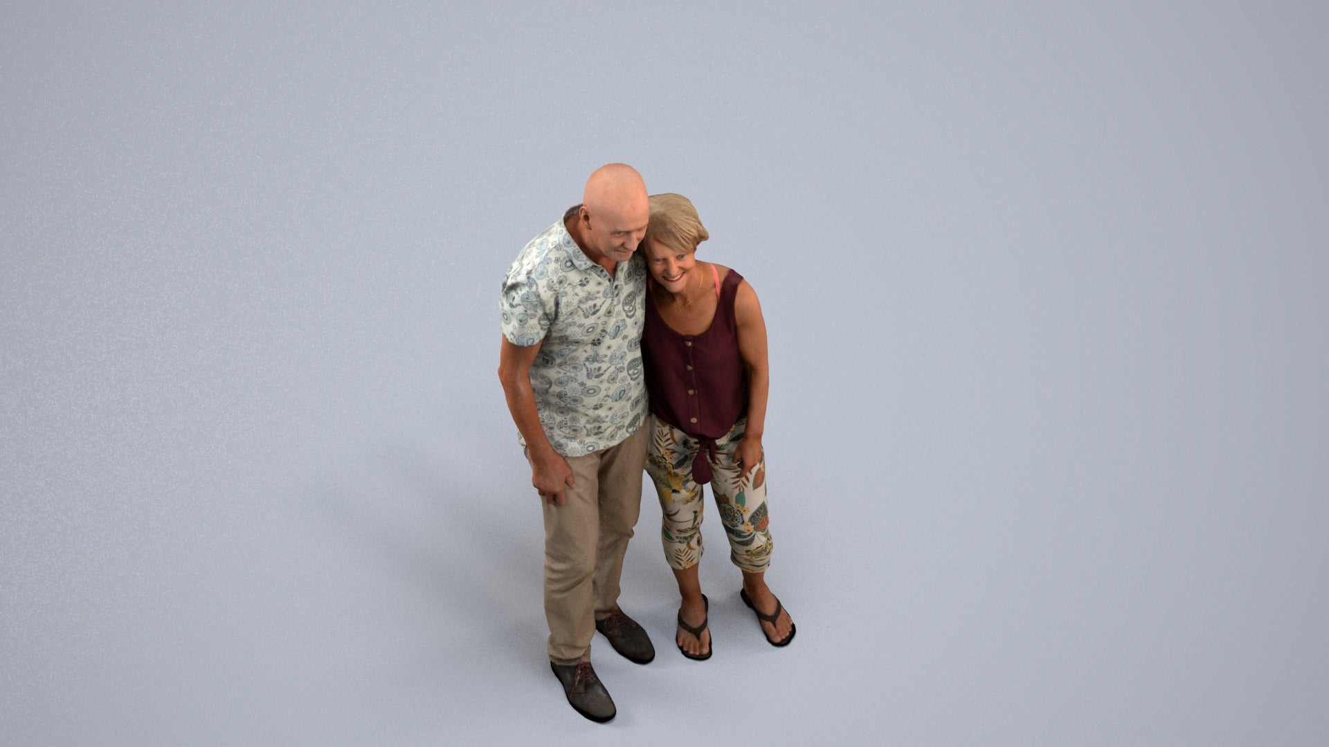 scanned 3D senior woman standing, photogrammetry people for Enscape and V-Ray, back view render