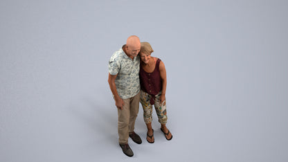 scanned 3D senior woman standing, photogrammetry people for Enscape and V-Ray, back view render