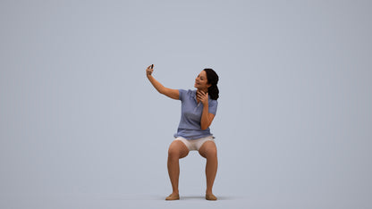 scanned 3D woman casual sitting, photogrammetry people for Enscape and V-Ray, standing pose render