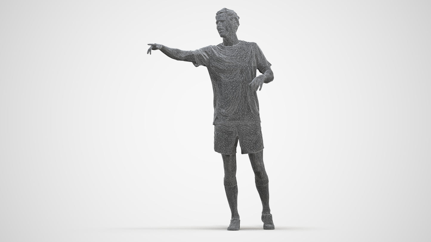 3D human model man sport, photogrammetry scanned person for archviz, three-quarter front view render