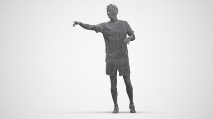 3D human model man sport, photogrammetry scanned person for archviz, three-quarter front view render