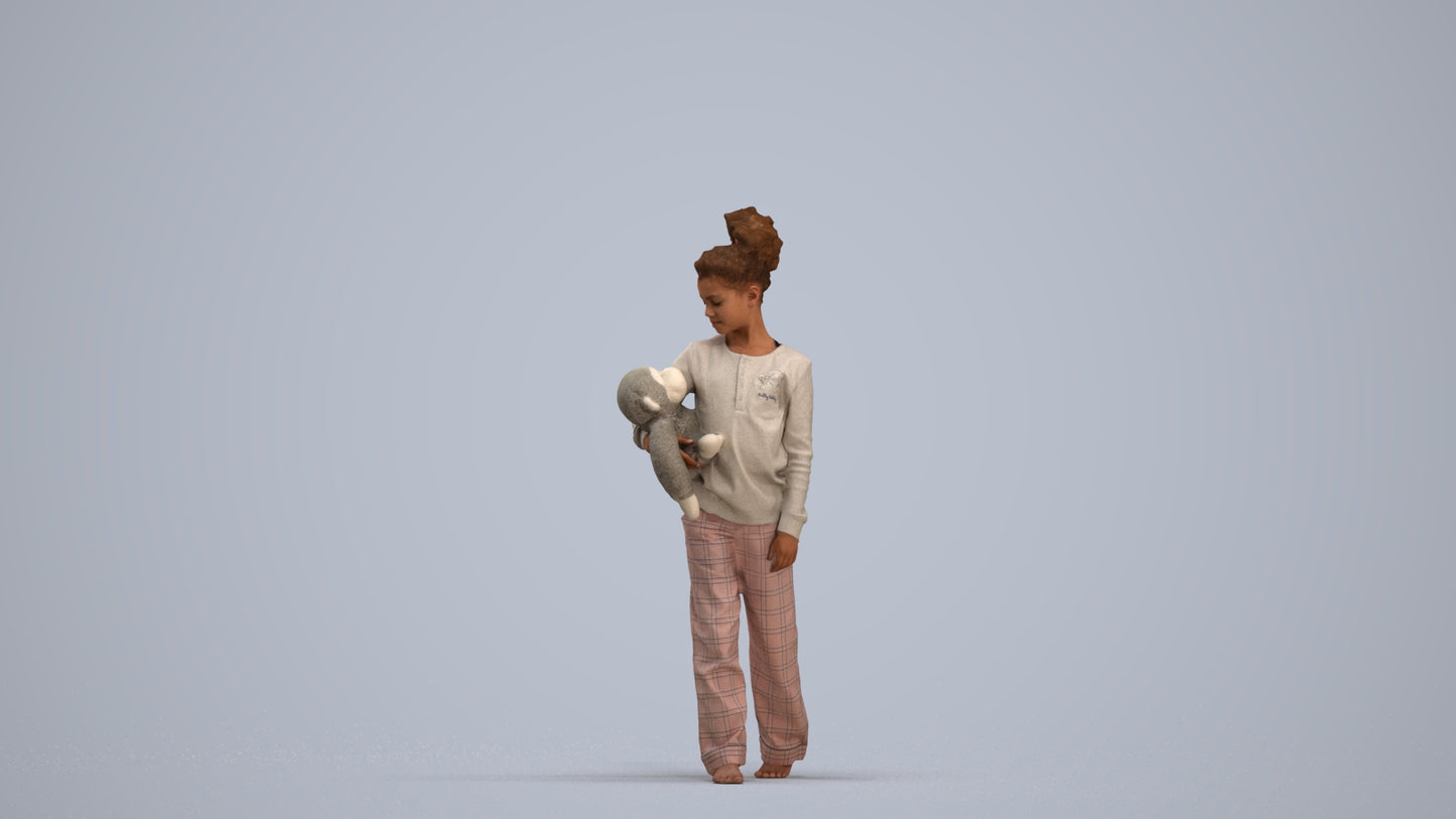 realistic 3D people girl kids, render-ready for V-Ray and Corona, FBX OBJ, standing pose render
