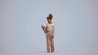 realistic 3D people girl kids, render-ready for V-Ray and Corona, FBX OBJ, standing pose render