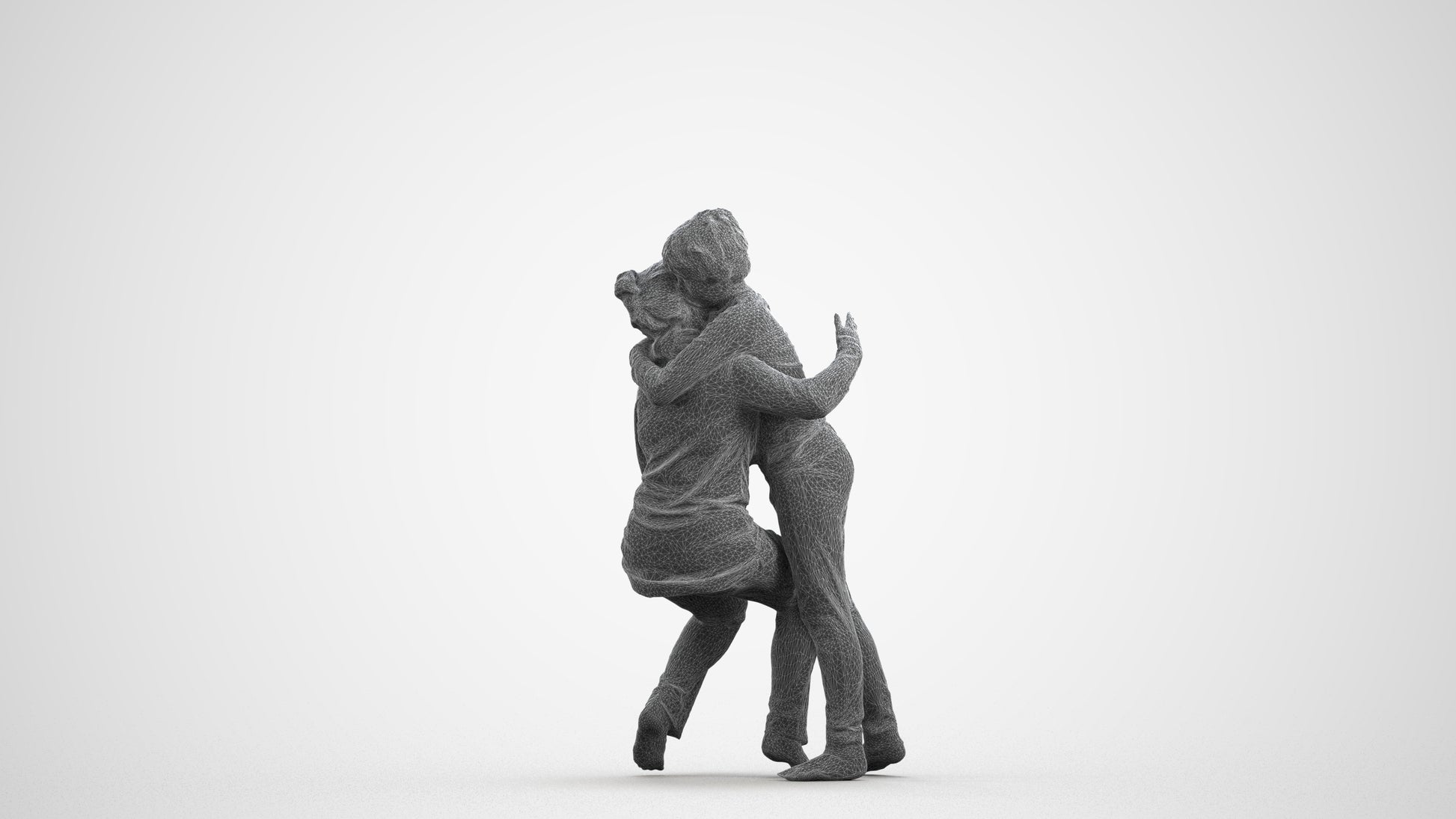 realistic 3D human girl kids, archviz people FBX OBJ for Blender, wireframe front view