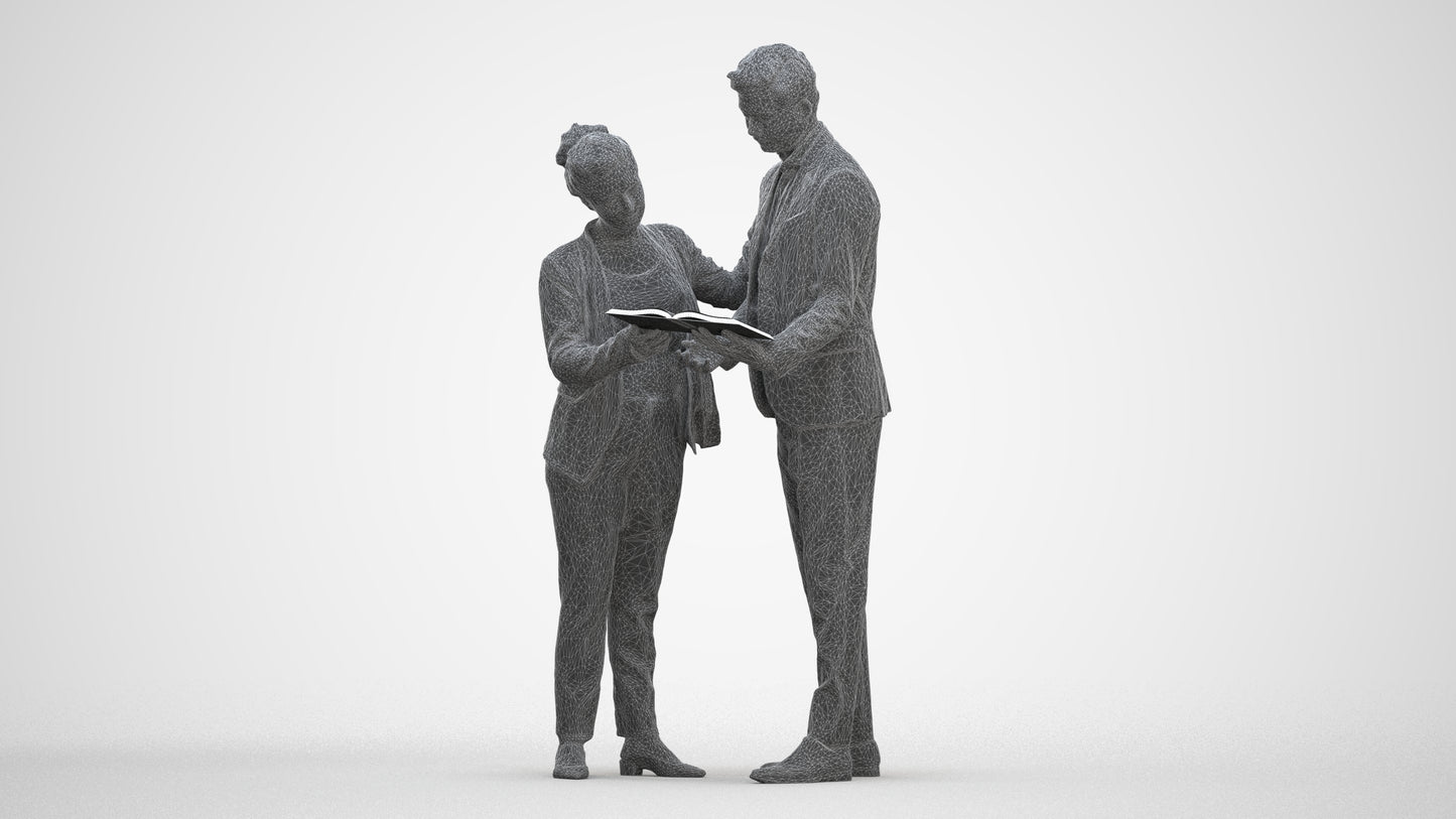 scanned 3D woman business, photogrammetry people for Enscape and V-Ray, three-quarter front view render