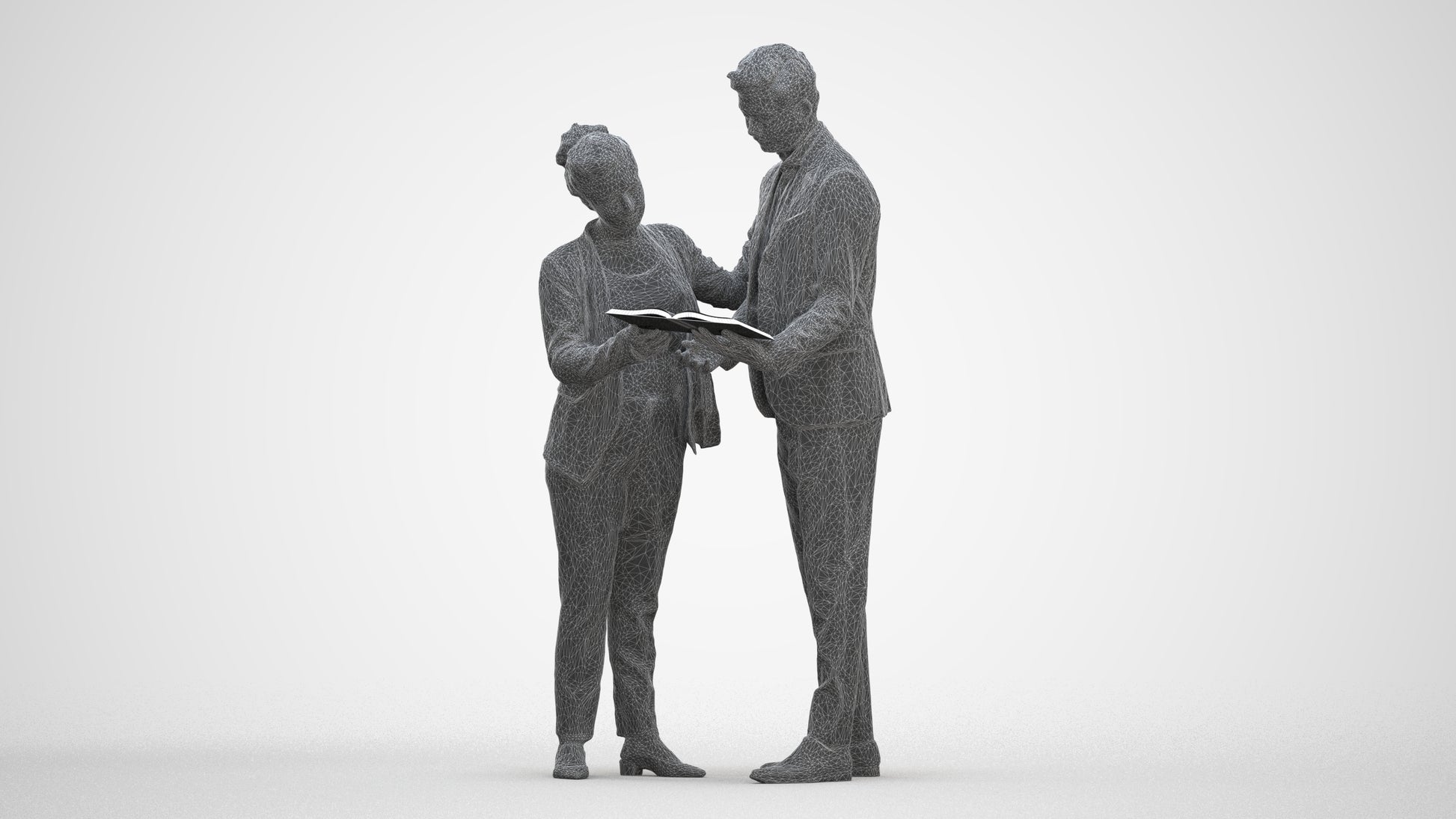 scanned 3D woman business, photogrammetry people for Enscape and V-Ray, three-quarter front view render