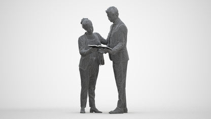 scanned 3D woman business, photogrammetry people for Enscape and V-Ray, three-quarter front view render