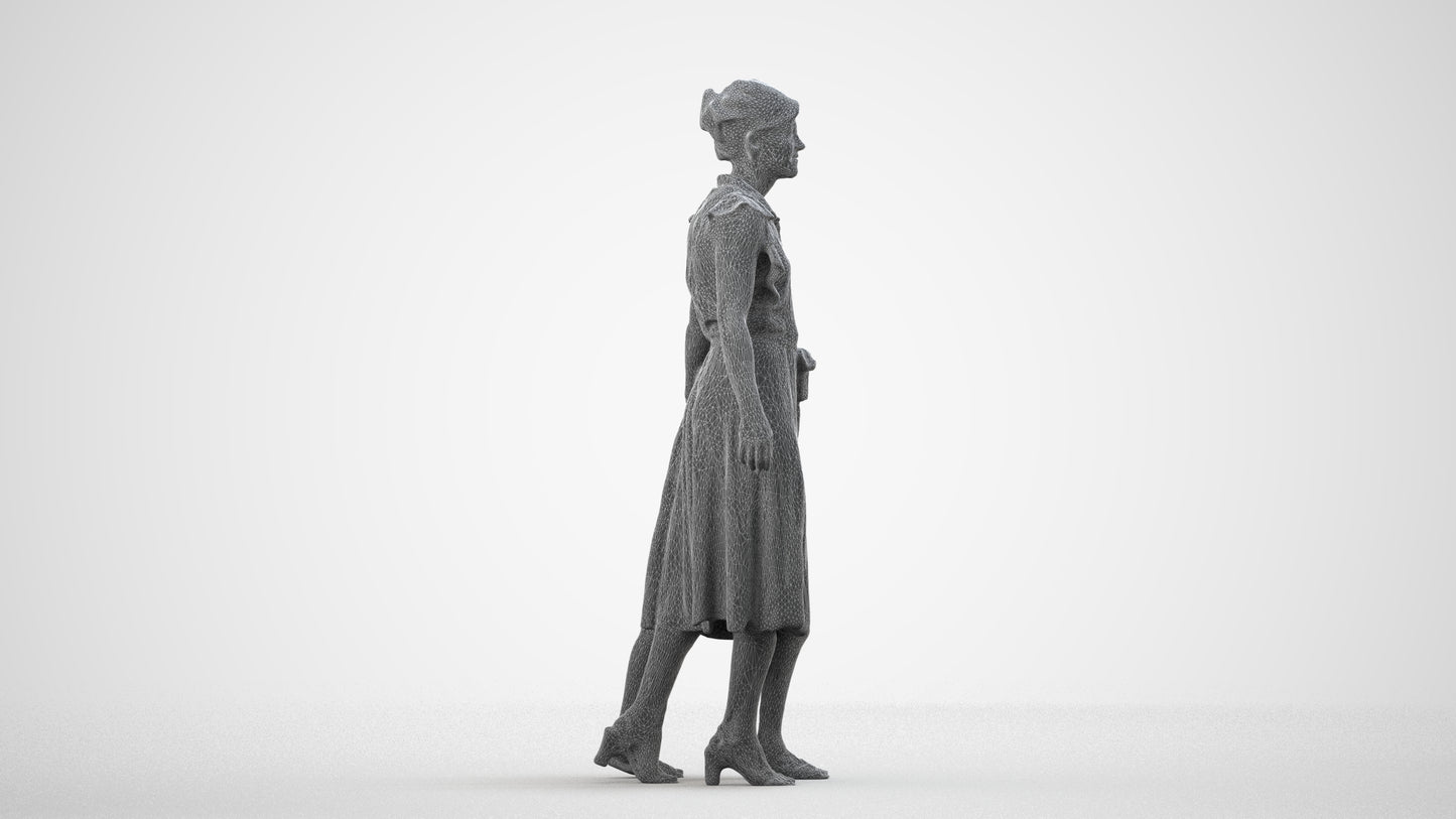 3D scanned girl kids casual, photorealistic archviz people for Enscape and SketchUp, wireframe side view