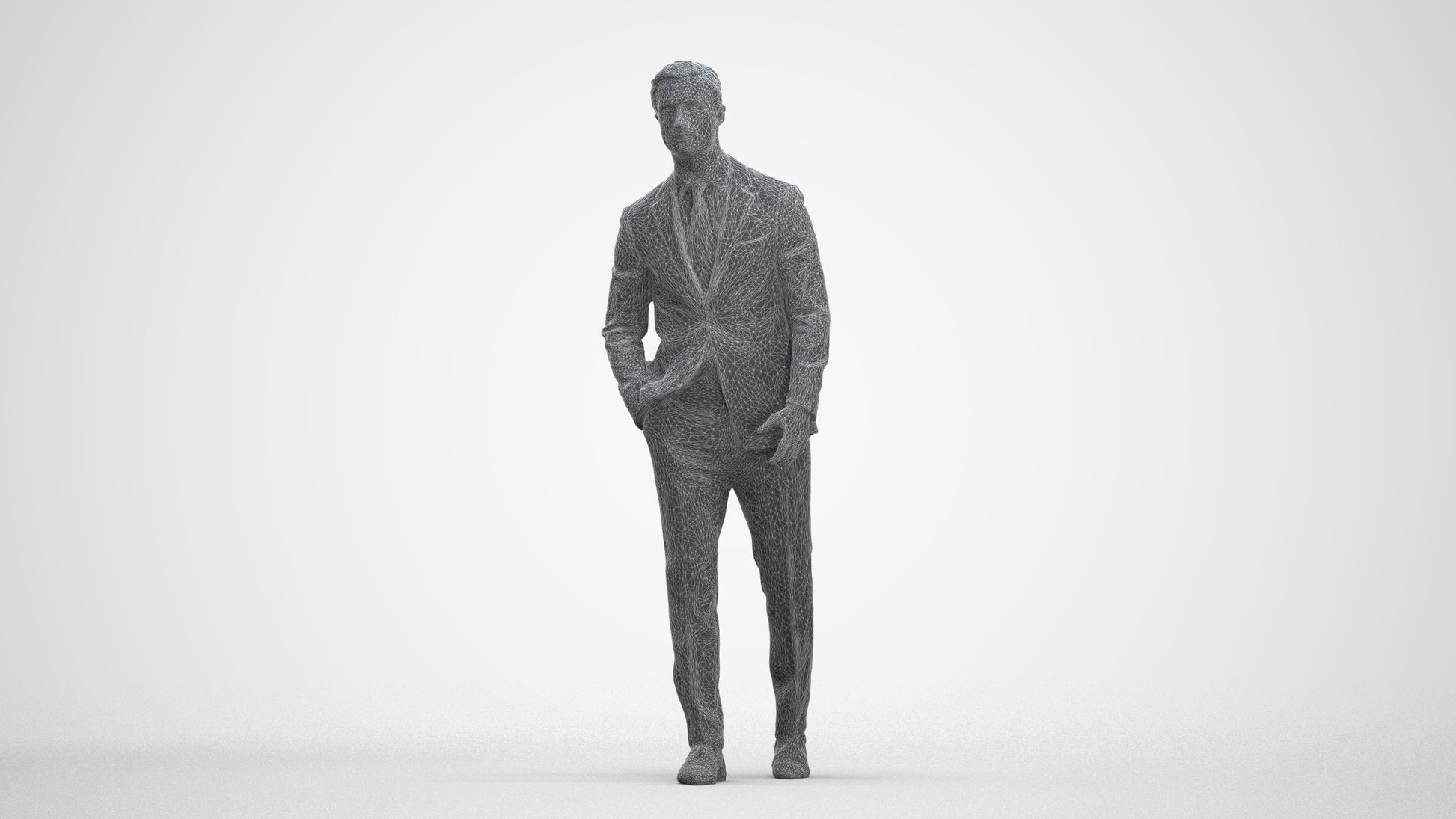 scanned 3D man business, photogrammetry people for Enscape and V-Ray, three-quarter front view render