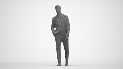 scanned 3D man business, photogrammetry people for Enscape and V-Ray, three-quarter front view render