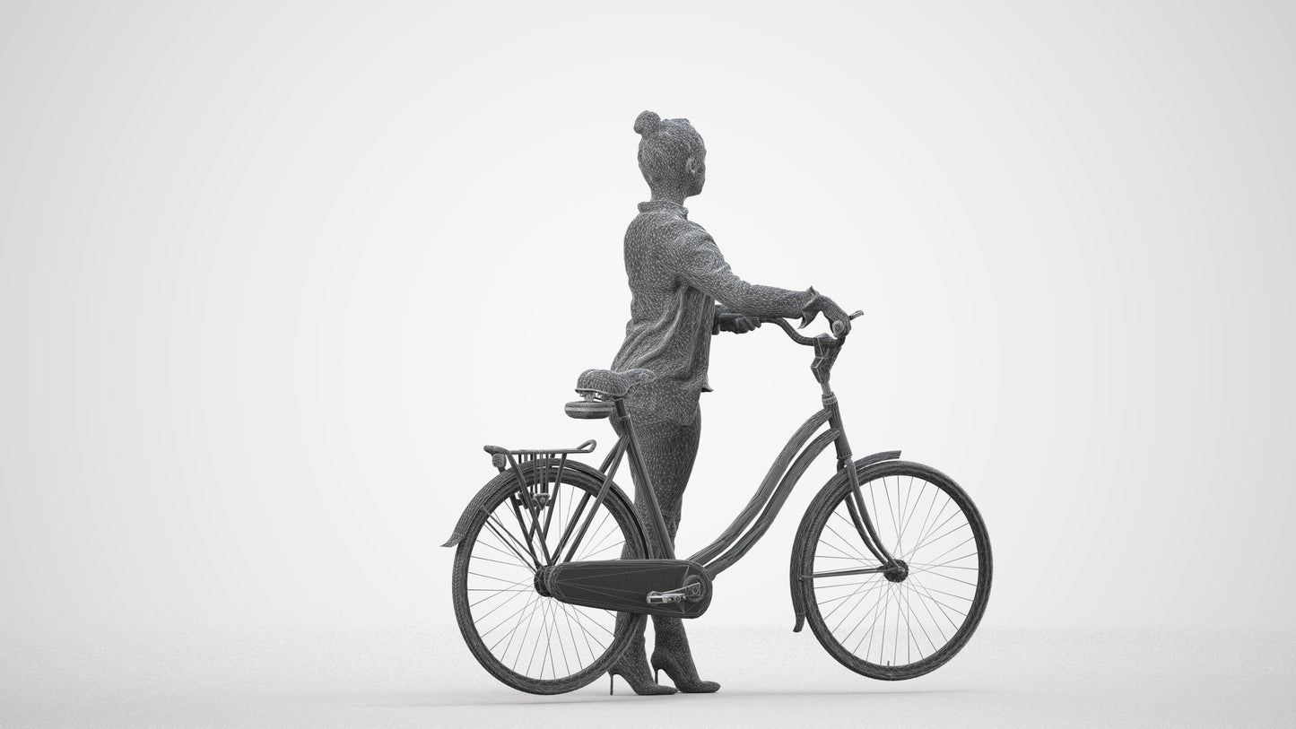 scanned 3D woman business walking, photogrammetry people for Enscape and V-Ray, wireframe side view