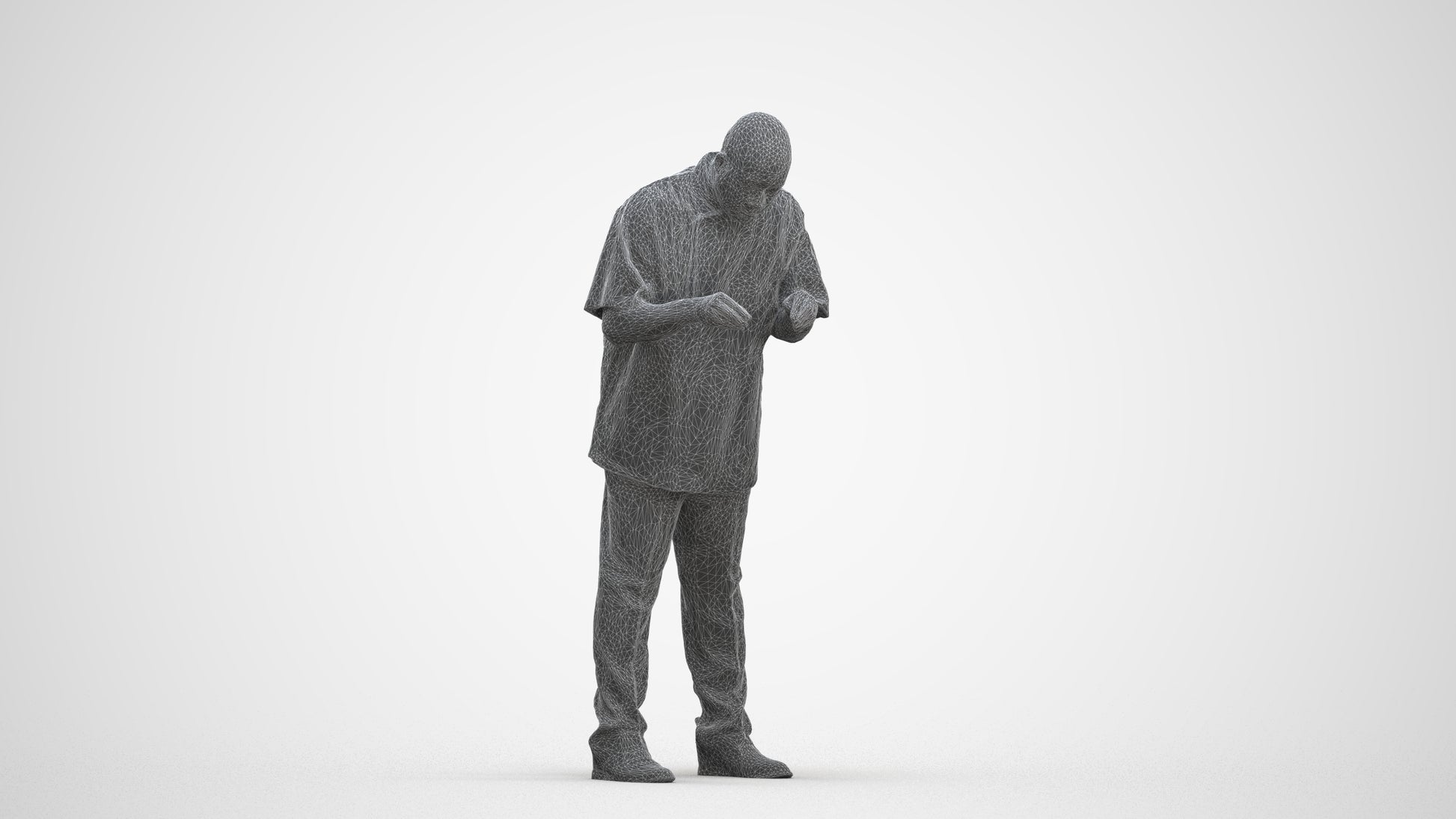 3D people model man hospitality, scanned human for 3ds Max rendering, three-quarter front view render