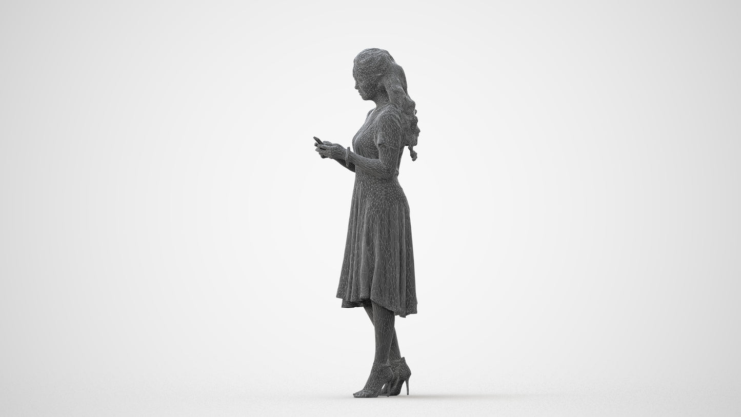 photogrammetry 3D woman casual standing, realistic human model archviz FBX, square thumbnail