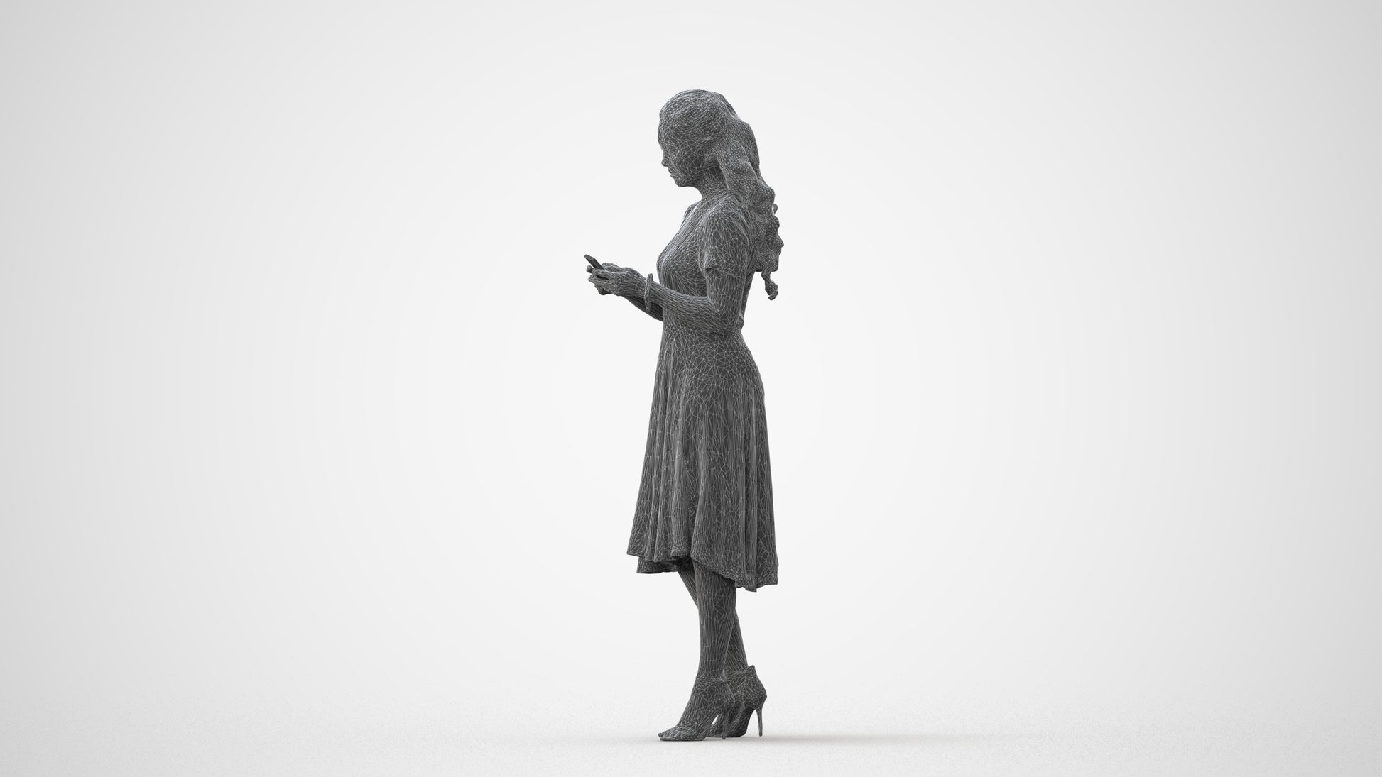 photogrammetry 3D woman casual standing, realistic human model archviz FBX, square thumbnail